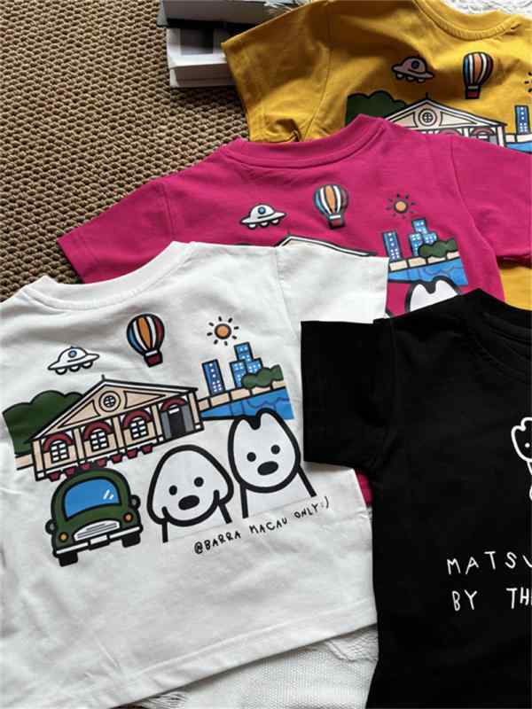 子供服 Tシャツ 男の子 半袖 ベビー 幼児 トップス カットソー カジュアル 韓国風 ブラック ホワイト イエロー ピンク系