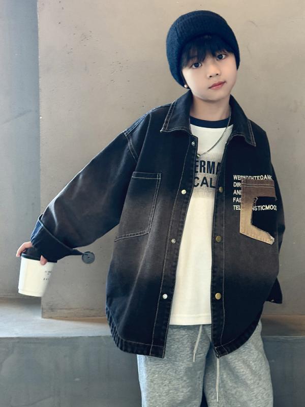キッズ デニム ジャケット 春秋 男の子 子供 服 シャツ アウター 切り替え 120cm 130cm 140cm 150cm 160cm 170cm