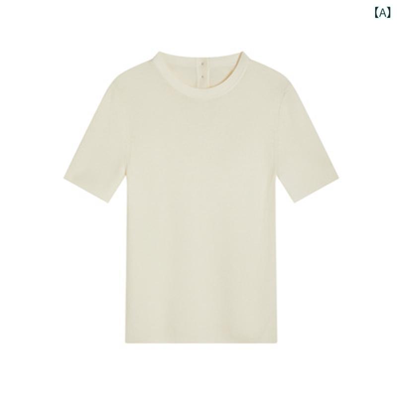ニット レディース オーストラリア産ウール 春秋 クラシック リブ編み トップス カットソー M L XL ホワイト 白 グレー ブラック 黒 キャメル 通勤｜イーマイショップ