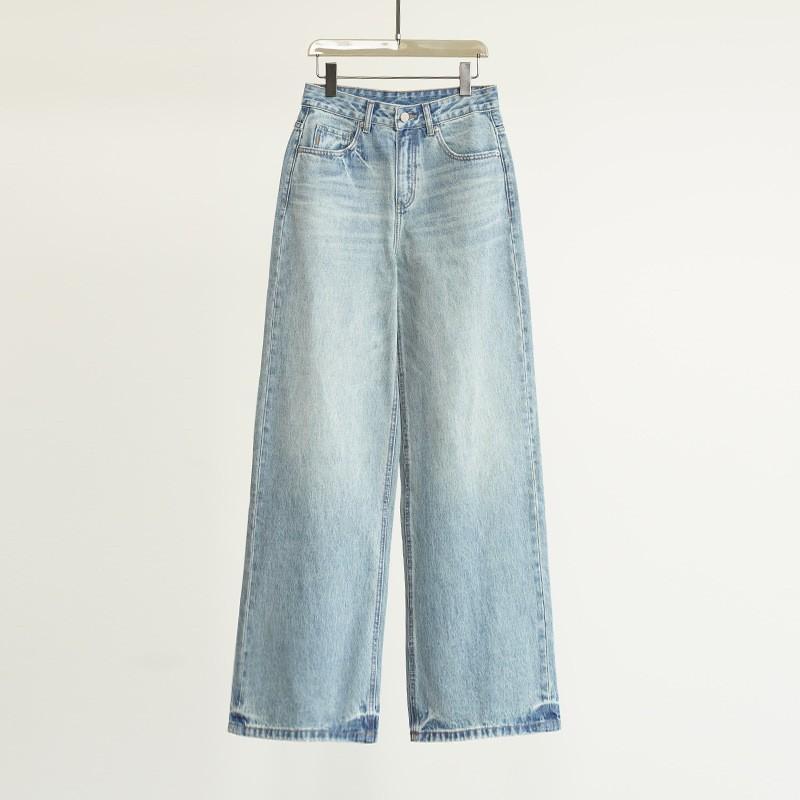 レディース ジーンズズボン下 牛仔 長ズボン 高腰 直筒 ワイドレッグ ?・覧 影ぼうし 綿原料品 薄っぺら 微弾力性 軽さ 伸縮性 ファスナー 都市表現スタイル 通い用 精神状態 春夏 牛仔青碧 心地よい 普段使い走り 基本原理款 ご機嫌酉の方角 か細い相応う 吸湿速乾 熱気定