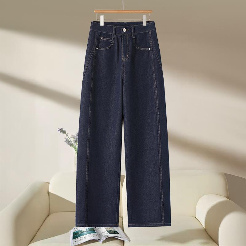 デニム レディース デニムパンツ ワイドパンツ ストレートパンツ ハイウエスト ジーパン ジーンズ 切り替え デザイン 春 S M L XL 2XL 3XL ブルー 6,441円