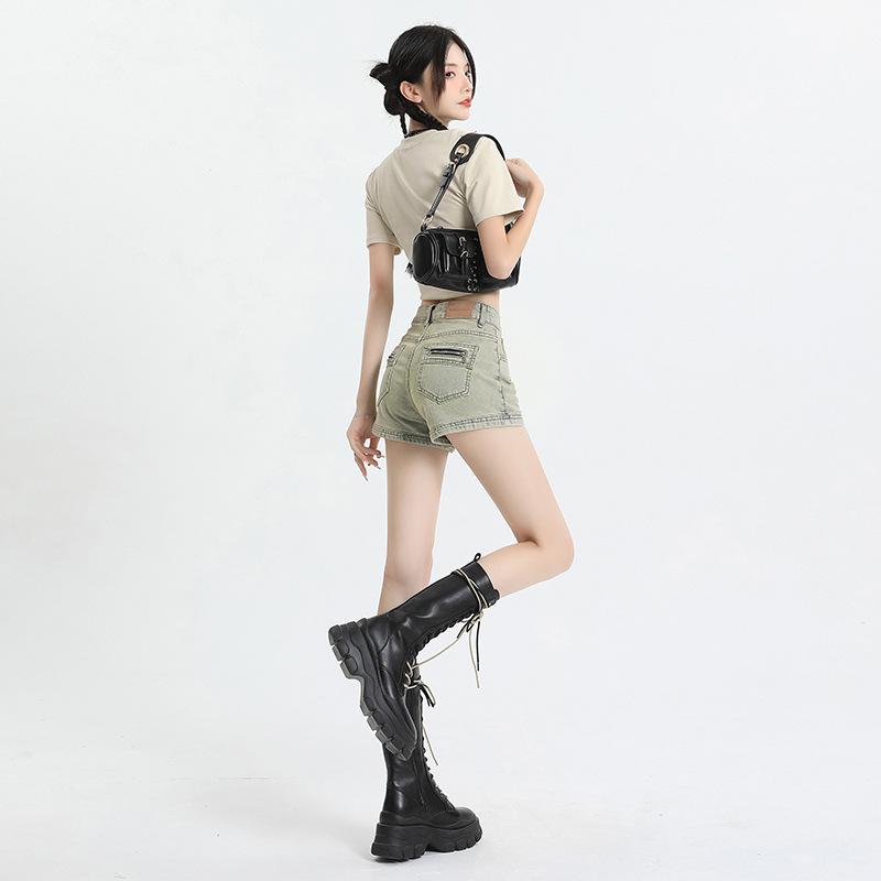 デニム レディース ショートパンツ 高見え 高見え 美脚 ストレッチ スリムフィット 短パン ズボン ボトムス XS S M L XL ストリート カジュアル 普段使い