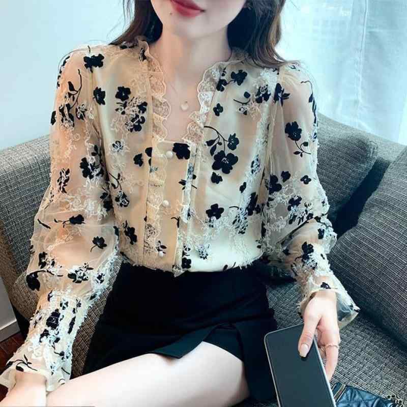 シャツ レディース 長袖 ポリエステル プリント柄 通勤 オフィス カジュアル きれいめ トップス 杏色 S M L XL 2XL 3XL