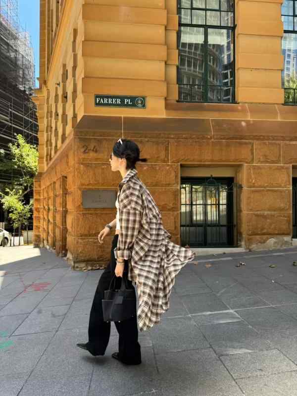 シャツ レディース 春夏 チュニック チュニックブラウス 格子柄 タータンチェック コットン 接触冷感 ゆったり ブラウン系