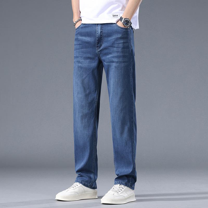 デニム メンズ デニムパンツ ワイドレッグ ストレートパンツ 薄手 ジーパン 男性用 ズボン ボトムス 普段使い 韓国風 伸縮性 春夏