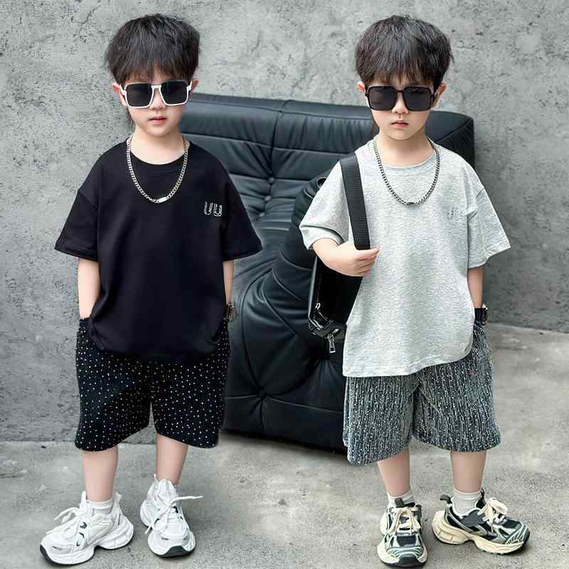 キッズ ボーイズ 上下セット 半袖 Tシャツ 短パン 2点 セットアップ 子供服 男の子 夏服 薄手 接触冷感 吸湿速乾 韓国風 普段着 部屋着