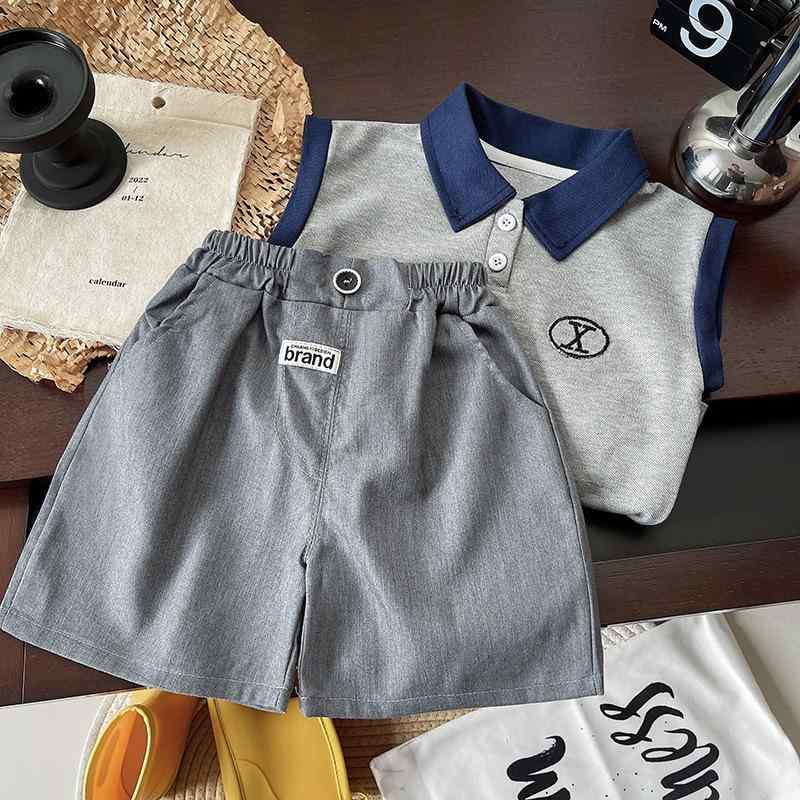 キッズ 男の子用 ポロシャツ & パンツ 上下セット コットン ベビー服 半袖 幼児 普段着 部屋着