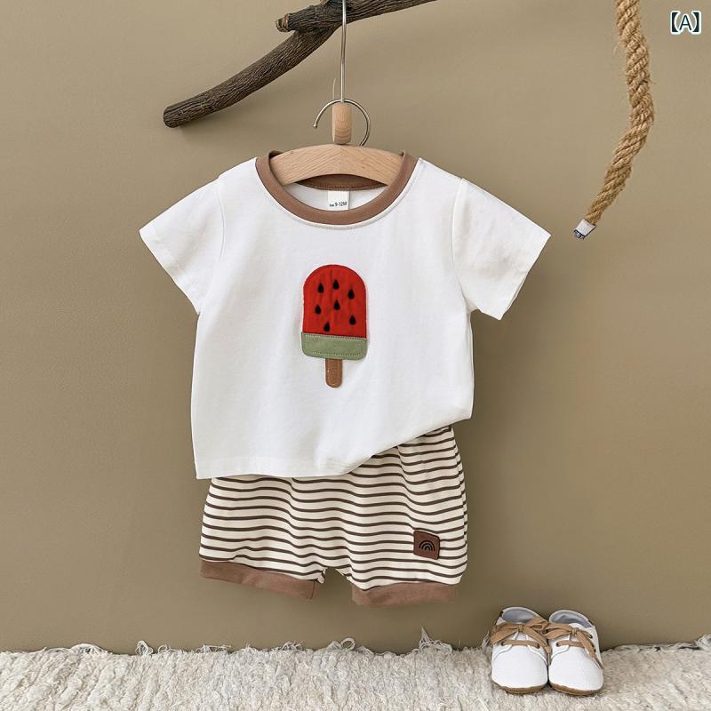 ベビー服 上下セット 春夏 子供服 半袖 Tシャツ ショートパンツ かわいい スポーツ 普段使い 部屋着 薄手 通気性 涼しい 60 70 80 90