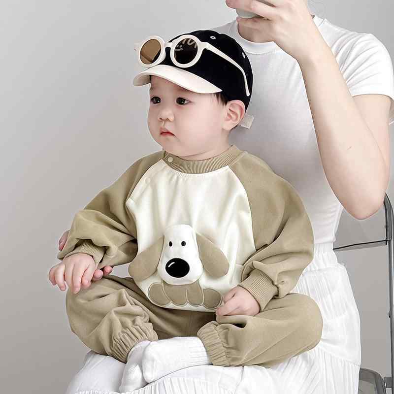 ベビー服 上下セット 男の子 70cm 80cm 90cm 100cm 綿 カジュアル 普段使い グレー ブルー グリーン カーキ
