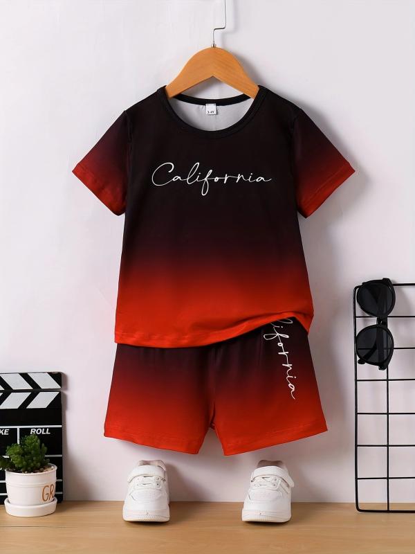 キッズ 男の子用 半袖Tシャツ 短パン 上下セットアップ 普段着 部屋着 ポリエステル 快適 カジュアル