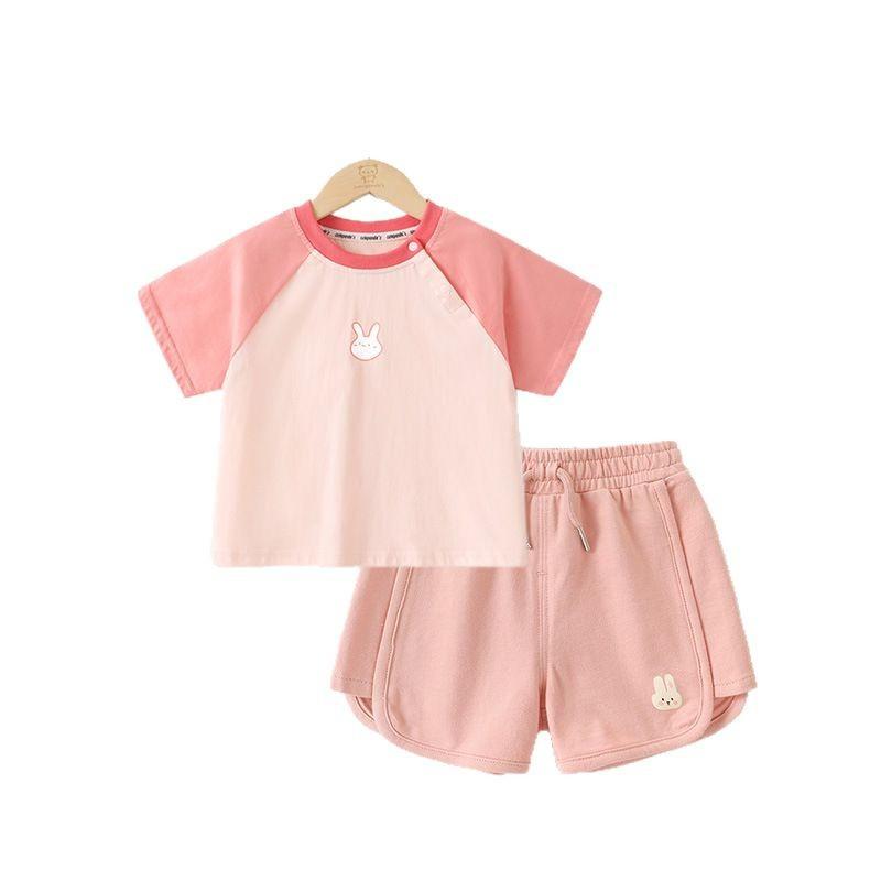キッズ 半袖 Tシャツ 短パン 上下セット 夏 ベビー服 子供服 男の子 女の子 かわいい 綿100 薄手 73CM 80cm 90cm 100cm 110cm 120cm ピンク 果緑 普段着 部屋着