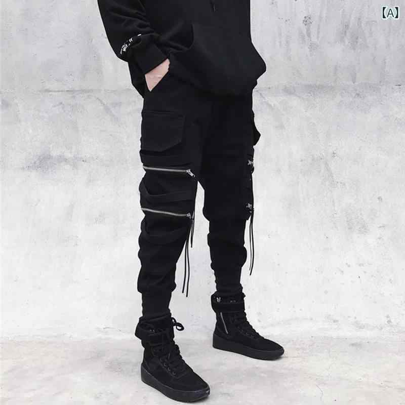 パンツ メンズ カーゴパンツ ワークパンツ ストリート ヒップホップ ダンス 裾絞り ローライズ 無地 黒 S M L XL 2XL 3XL