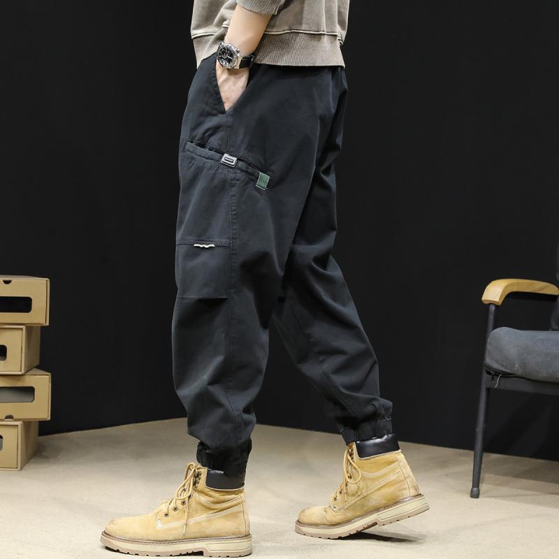 パンツ 男性用 ワークパンツ 春秋 伸縮性 カーゴパンツ ゆったり ミリタリー テーパードパンツ