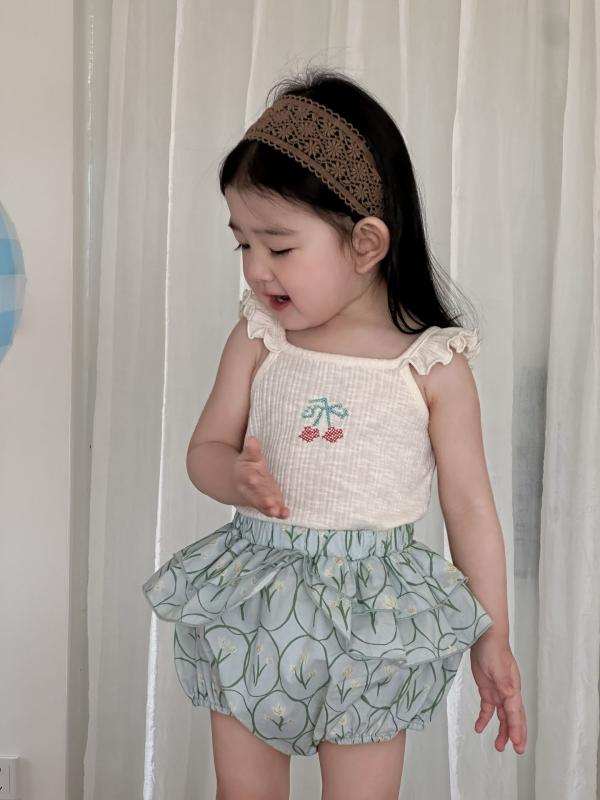ベビー服 女の子 半袖ロンパース 吊りスカート付き 花柄 コットン 薄手 春夏 新生児 幼児 73CM 80cm 90cm 100cm かわいい 普段使い