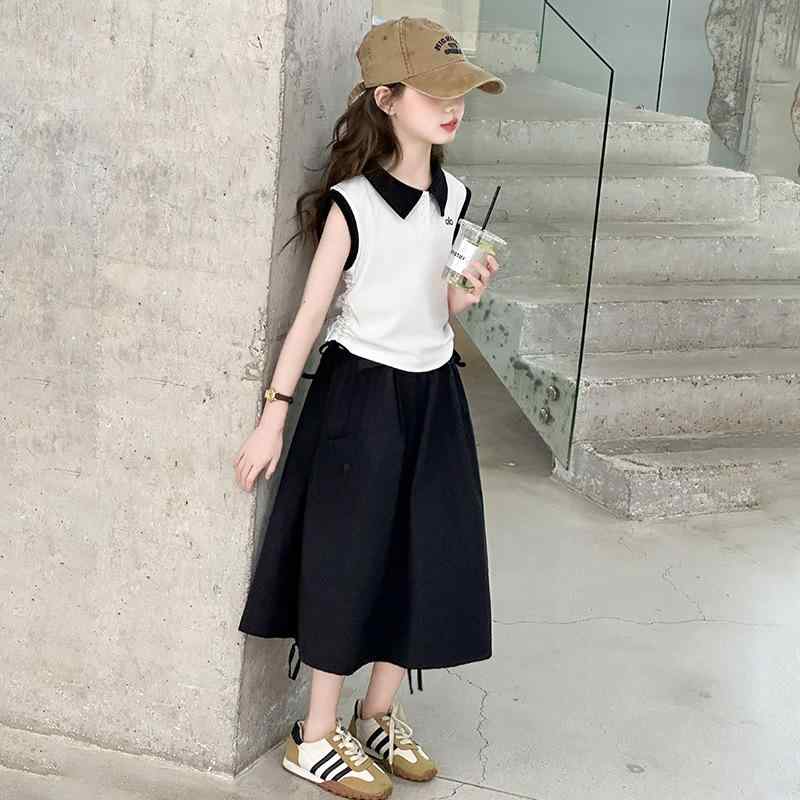子供服 女の子 夏物 セットアップ 薄手 かわいい 半袖 トップス スカート 2点セット 通学 普段使い