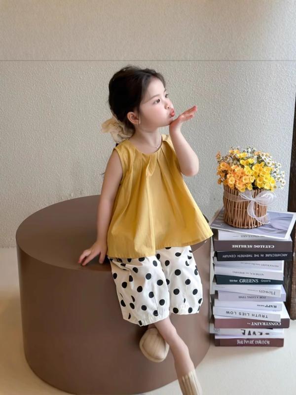 子供服 女の子 夏物 上下セット ベビー服 ノースリーブ トップス パンツ 水玉模様 ドット柄 2点セット かわいい おしゃれ 普段着 部屋着 薄手 80 90 100 110 120 4,222円