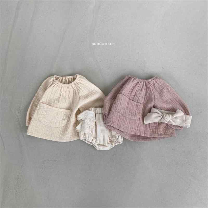 ベビー服 長袖シャツ 女の赤ちゃん 春秋 トップス ドールシャツ 乳幼児 子供服 かわいい 綿100% 杏色 ピンク系