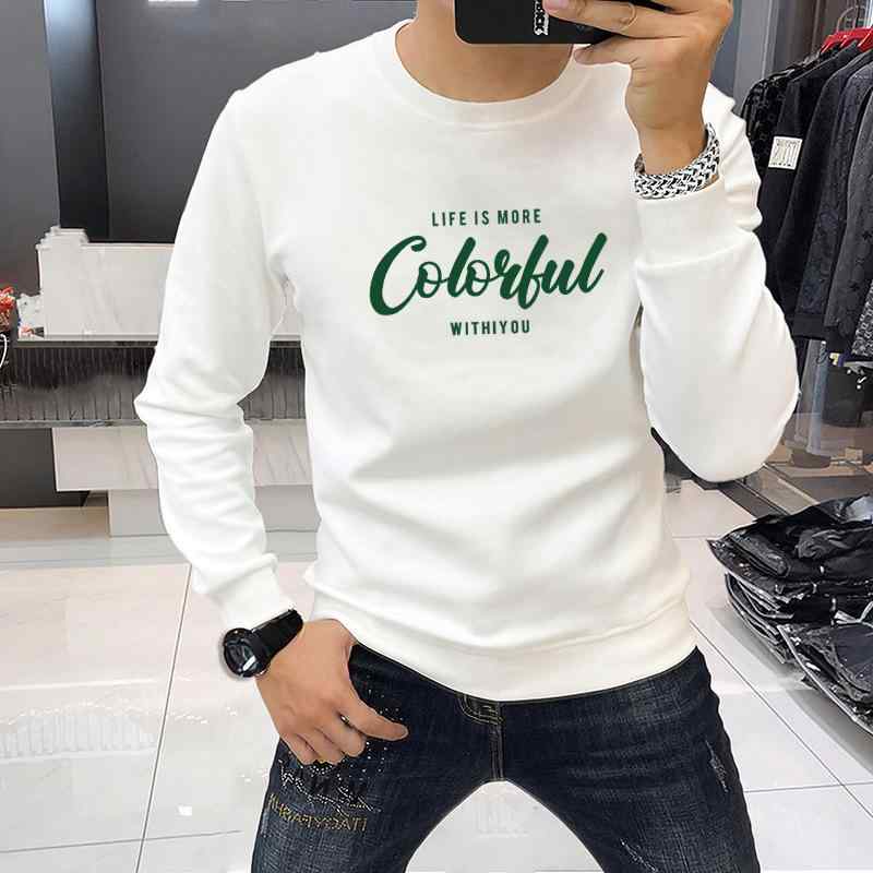 スウェット 男性用 トップス 長袖 コットン プリント スリムフィット プルオーバー ラウンドネック カットソー 普段使い ストリート スポーティ 春秋 ブラック ホワイト イエロー オレンジ レッド