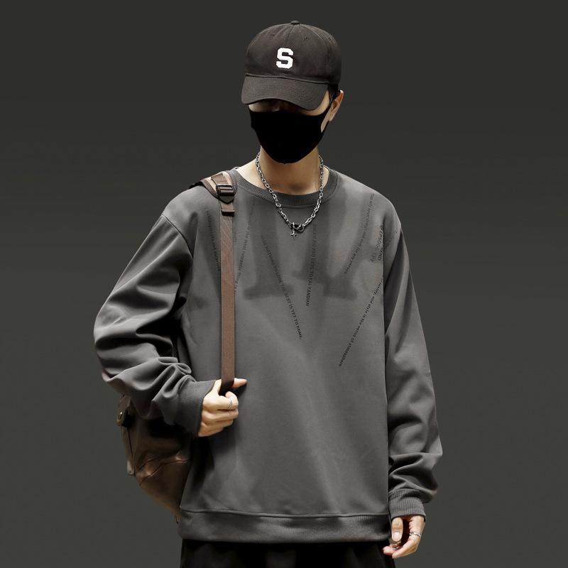 Tシャツ 男性用 スウェットシャツ ビッグシルエット オーバーサイズ トレーナー 長袖 春 秋 ストリートファッション 部屋着 ルームウェア 白 ホワイト グレー ブラック グリーン ポリエステル