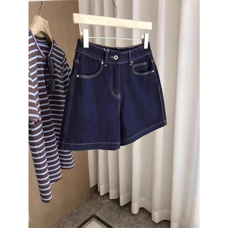 デニム レディース ショートパンツ 高弾性 ワイドレッグ キュロット 濃いブルー 高 Rise ジーンズ 薄手 ゆったり 着痩せ スタイル S M L XL 2XL 3XL 4XL 5XL 4,365円