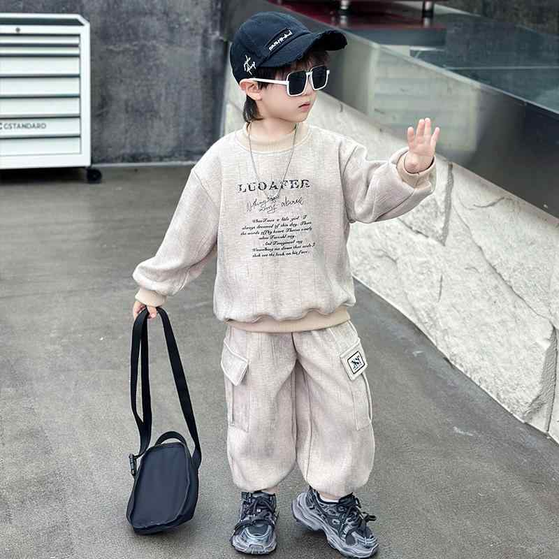 子供用スウェット セットアップ 長袖トップス & パンツ ボーイズ 春秋 スポーツウェア 部屋着 カジュアルスタイル 綿混紡 90cm 100cm 110cm 120cm 130cm 140cm 150cm