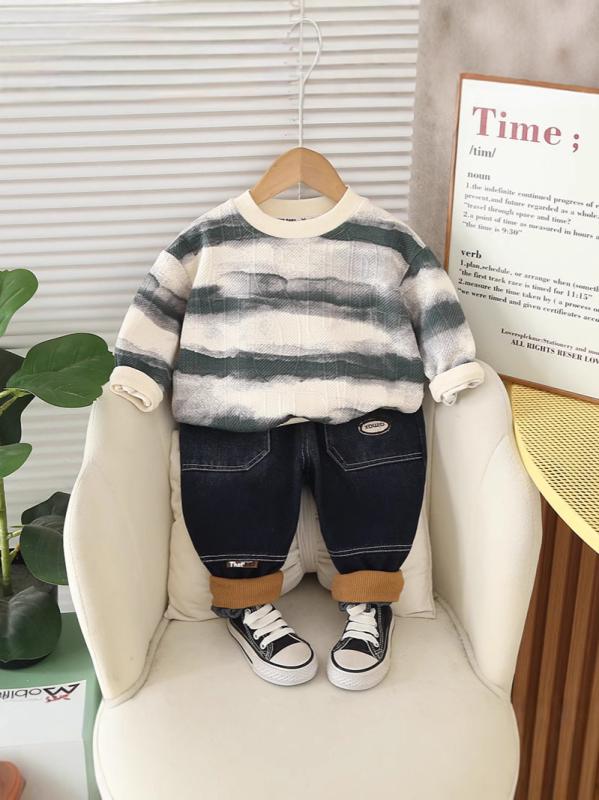 キッズ ベビー服 上下セット 春秋 長袖 トップス パンツ かわいい 韓国風 子供服 男の子 乳幼児 普段着 おしゃれ コットン カジュアル グレー 黒 コーヒー色