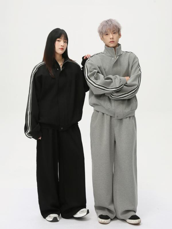 メンズ プルオーバー 上下 セットアップ 韓国 流行り物 片方生産ライン 色彩設計 うつり変わり 長袖 上衣 ズボン下 スポーティー 普段使い走り お部屋着
