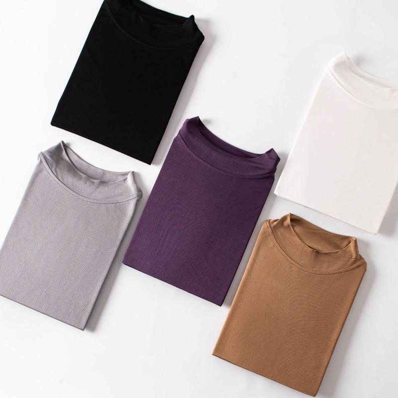 Tシャツ レディース 半袖 シルク 桑蚕糸 トップス 高級感 ゆったり ラウンドネック カットソー 文芸風 春夏 ホワイト ブラック グレー カーキ パープル