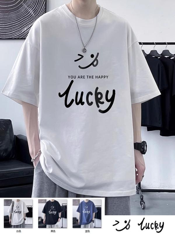 Tシャツ メンズ 半袖 薄手 コットン 100% ?松 トップス 春夏 五分袖 プリント 青 ブルー 黒 ブラック 白 ホワイト 灰色 グレー