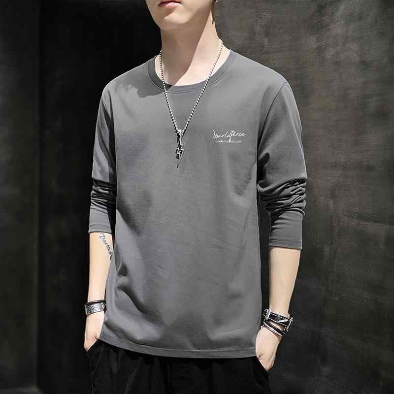 Tシャツ メンズ 春物 長袖 コットン プリント ゆったり クルーネック カジュアル トップス カットソー 黒 白 グレー ブルー レッド