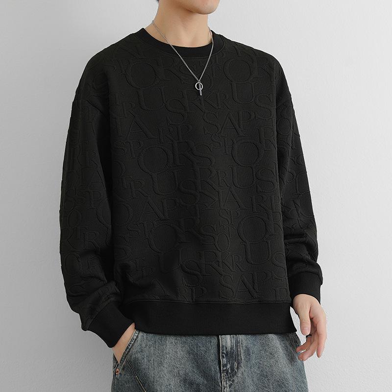 スウェット メンズ 長袖Tシャツ 春秋物 プルオーバー ラウンドネック ロゴ ルーズ カジュアル トップス ホワイト グレー ブラック M L XL 2XL 3XL 4XL