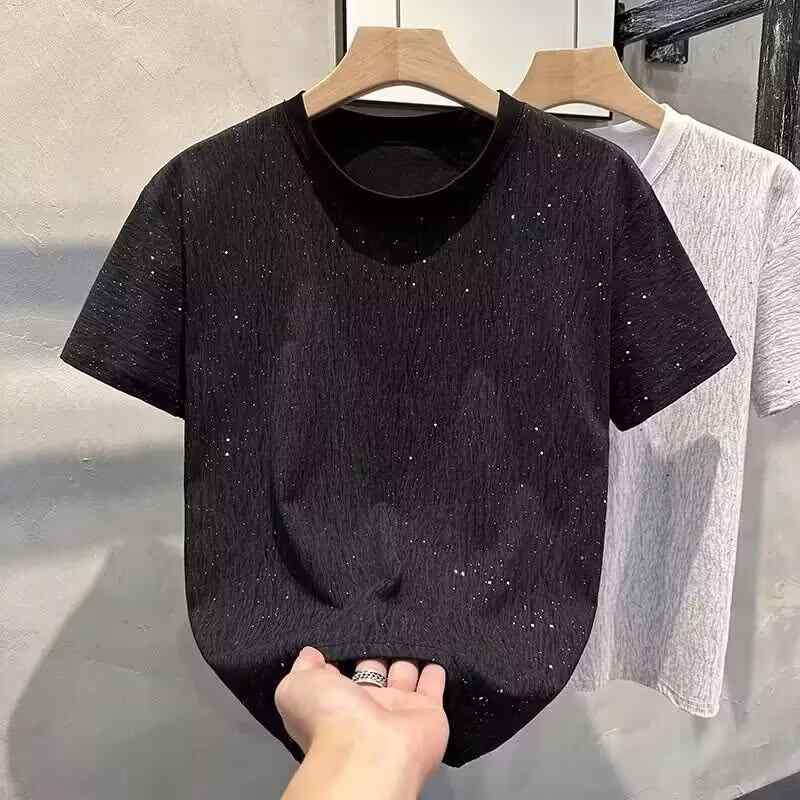 Tシャツ メンズ 半袖 修身 牛乳蛋白繊維 グラデーション ダメージ加工 ラウンドネック トップス 接触冷感 吸湿速乾