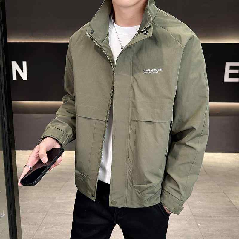 上衣 成人男性用 上衣 年月 立ち襟 ゆったり 細工物 ポリエステル 気が大きい大きさ 緑 黒 カーキ