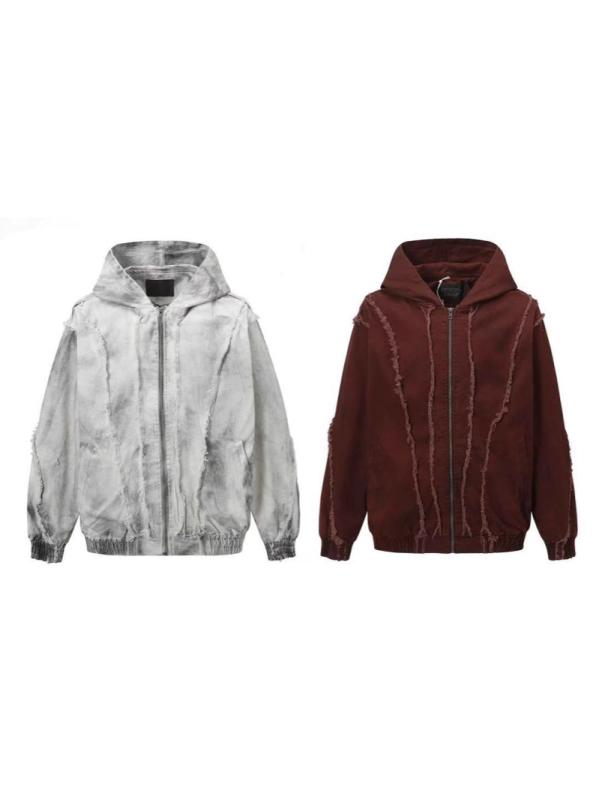 ジャケット 男性用 スプレーペイント ダメージ加工 切り替え デザイン 春物 アウター 耐摩耗 防風 防撕裂 ストリートファッション|イーマイショップ