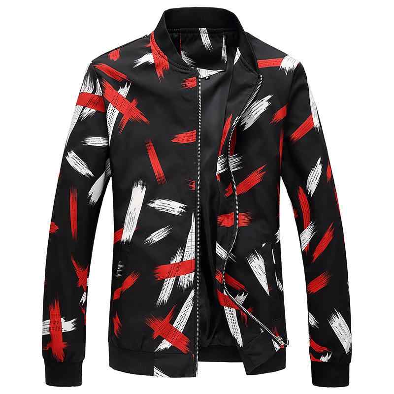 ジャケット 男性用 春秋 薄手 ストライプ 襟なし リブ 裾 ポリエステル混紡 日常着 長袖 M L XL 2XL 3XL 4XL 5XL 6XL