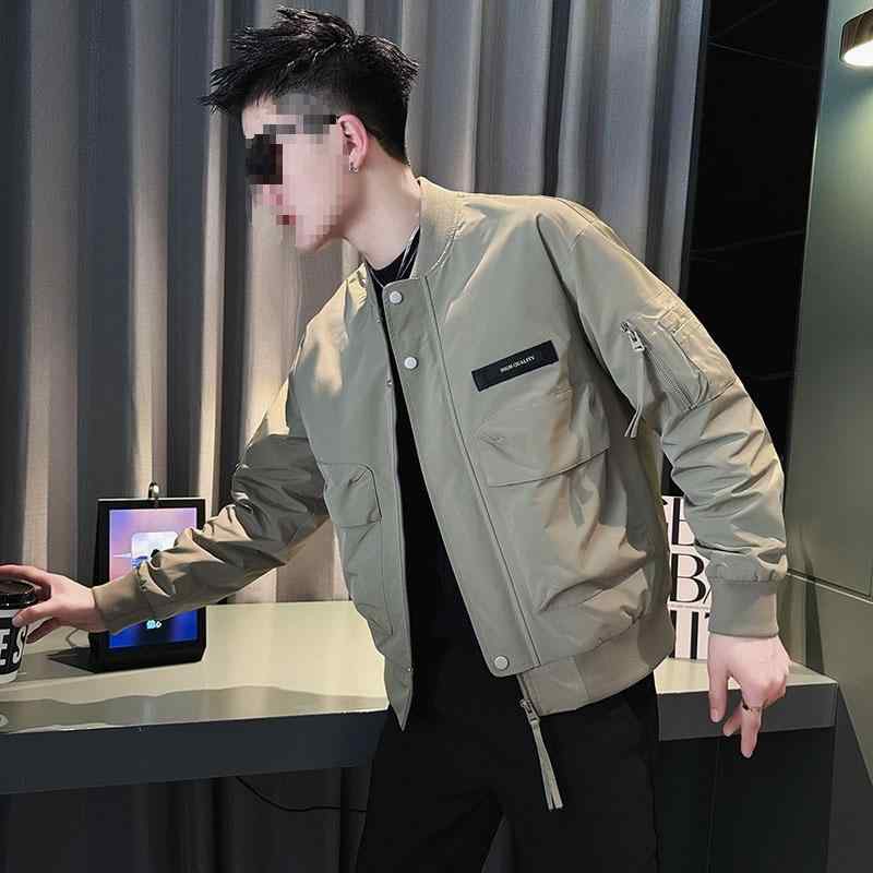 ジャケット 男性用 スタジャン ブルゾン 春物 アウター ワッペン付き バイカー アメカジ ミリタリー スリムフィット ブラック カーキ