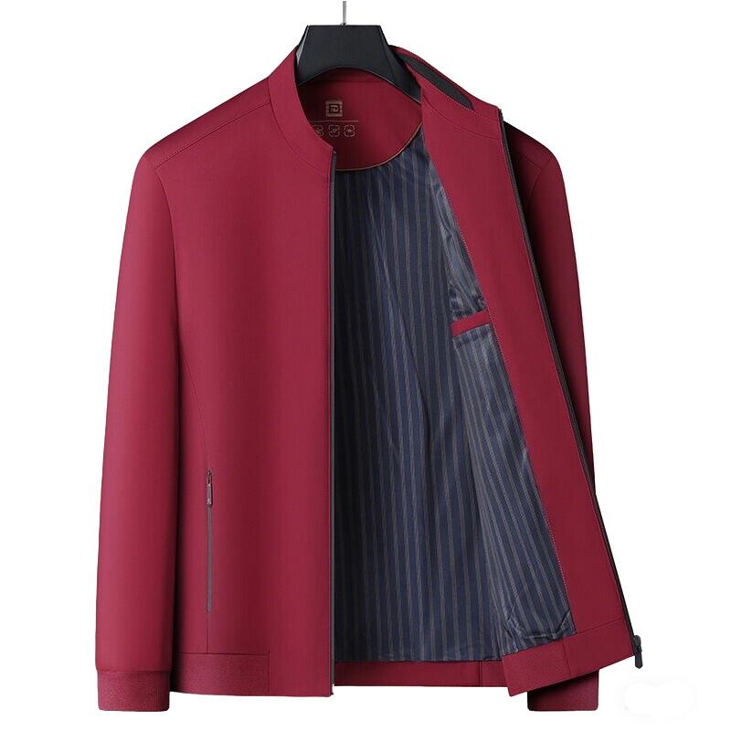 ジャケット 男性用 立ち襟 アウター ビジネス カジュアル 紳士服 ポリエステル 薄手 春秋 黒 紺 ワインレッド