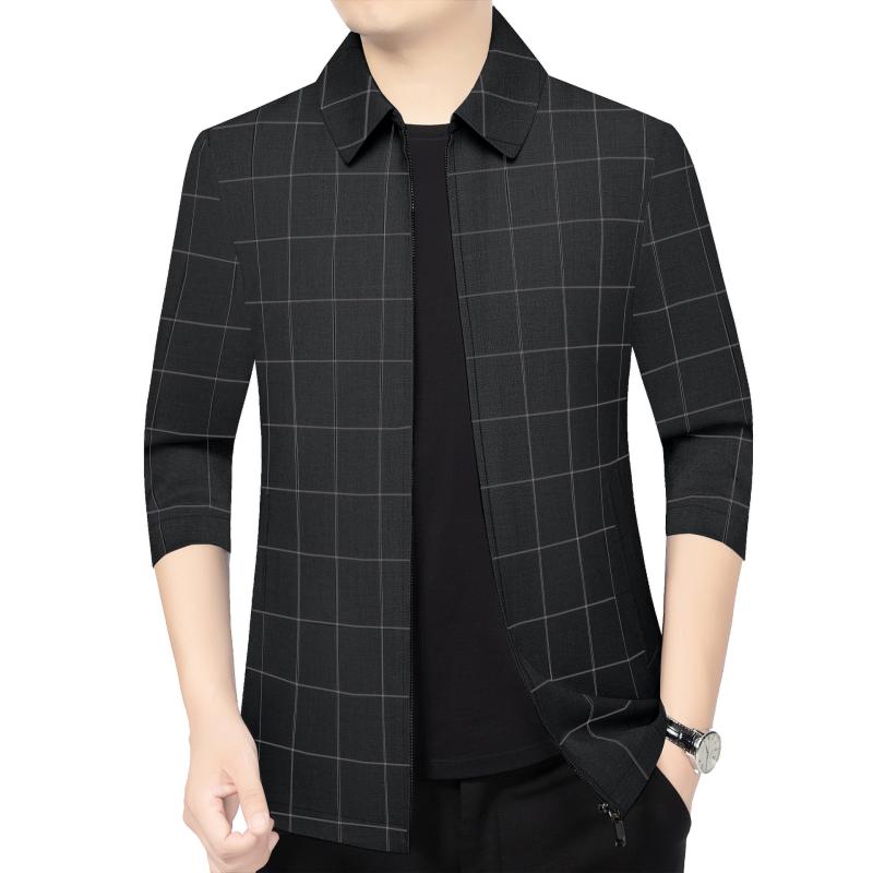ジャケット メンズ 男性用 紳士服 スプリングコート ブルゾン ビジネス カジュアル 薄手 襟付き リブ 裾 ポリエステル 無地 ネイビー 紺 ブラック 黒 グレー M L XL 2L 3L 4L
