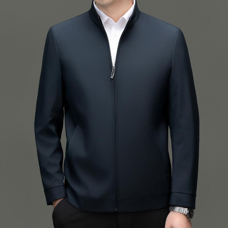 ジャケット メンズ 男性用 ブルゾン ジャンパー アウター トップス 立襟 ファッション カジュアル ビジネス 薄手 春秋 カーキ色 紺色 ポリエステル