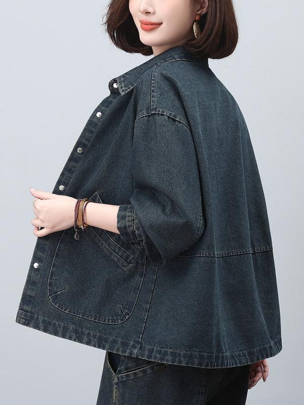デニムジャケット レディース 春秋 大きいサイズ ゆったり デニムブルー Gジャン アウター トップス 通勤 普段使い 6,420円
