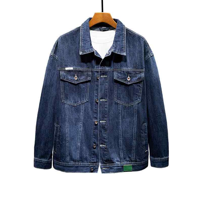 上衣 成人男性用 Gジャン ジーンズ上衣 ウォッシュ産業 レトロ 古着風 上衣 ゆったり 90%綿 6%ポリエステル 4%粘? 普段使い走り 18-24歳 春 黒いこと 黒 薄墨色 青色 青 L XL 2XL 3XL 4XL 5XL 6XL 7X