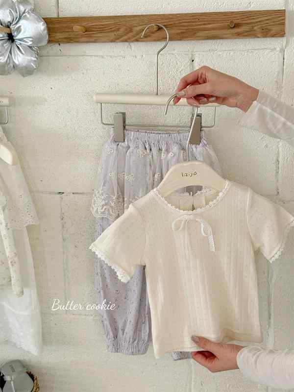 子供服 Tシャツ 女の子 半袖 花柄レース付き カットソー かわいい おしゃれ 夏服 吸湿速乾 90cm 100cm 110cm 120cm 130cm 140cm