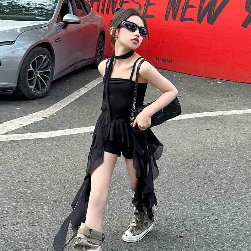 ワンピース キッズ 女の子 子供 ノースリーブ ロングワンピース 夏用 かわいい フリル 120cm 130cm 140cm 150cm 160cm 170cm 発表会 普段使い リゾート 涼しい コットン