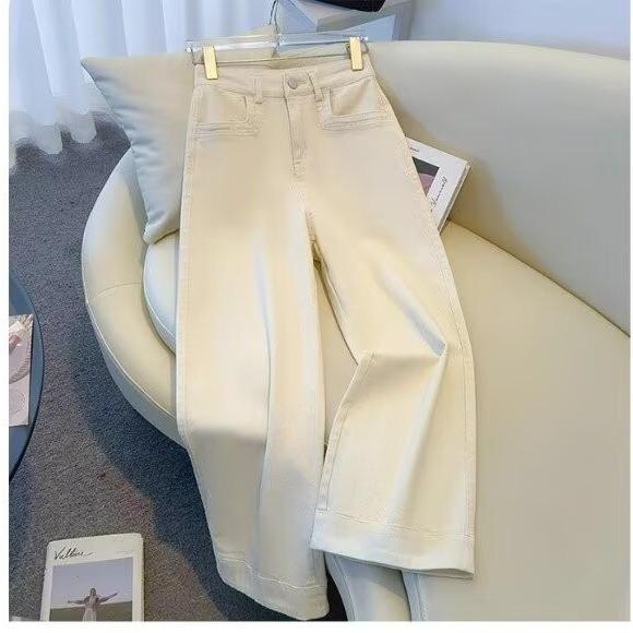 デニム レディース 春夏 高身長 ワイドパンツ ハイウエスト 九分丈 ストレートパンツ イエロー 黄色系 ゆったり 美脚 脚長効果 体型カバー 通勤 オフィス カジュアル きれいめ 上品 かわいい