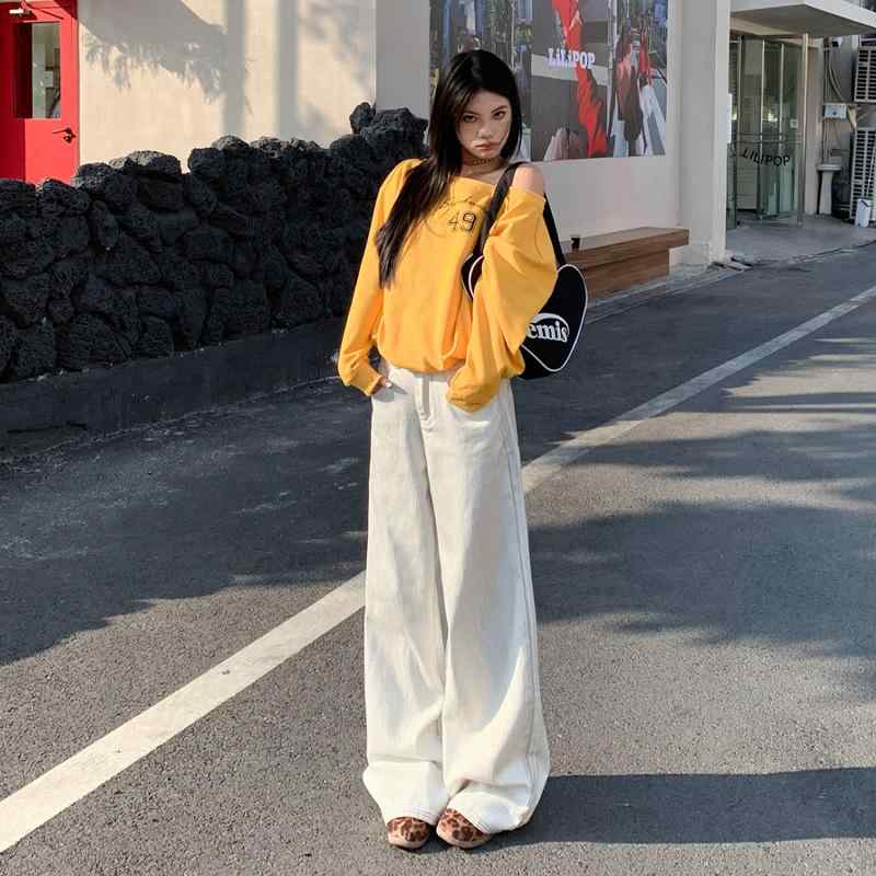 パンツ レディース 春夏 白 デニム ワイドレッグ ハイウエスト ジーンズ ジーパン ロングパンツ ボトムス ゆったり リラックス 体型カバー 着痩せ