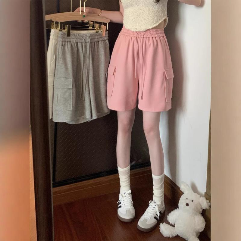 パンツ レディース ハーフパンツ ワイドパンツ カーゴパンツ ゆったり 接触冷感 ポリエステル スポーティー 普段使い 通勤 韓国風 ストリート系 高見え
