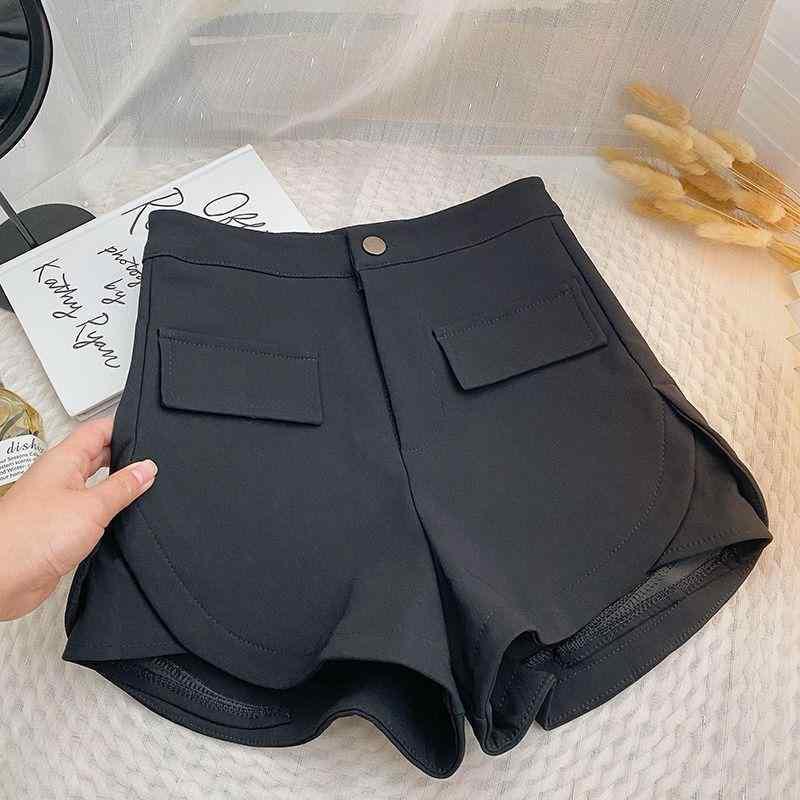 ショートパンツ レディース 高腰 黒 ワイドレッグパンツ 春秋 カジュアルパンツ ゆったり 体型カバー 美脚 コットン ポケット