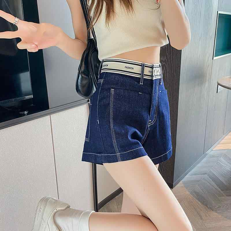 デニム レディース ホットパンツ ショートパンツ ダメージ加工 カットオフ 切りっぱなし Aライン ハイウエスト 脚長効果 着痩せ ゆったり 普段使い デート 春夏