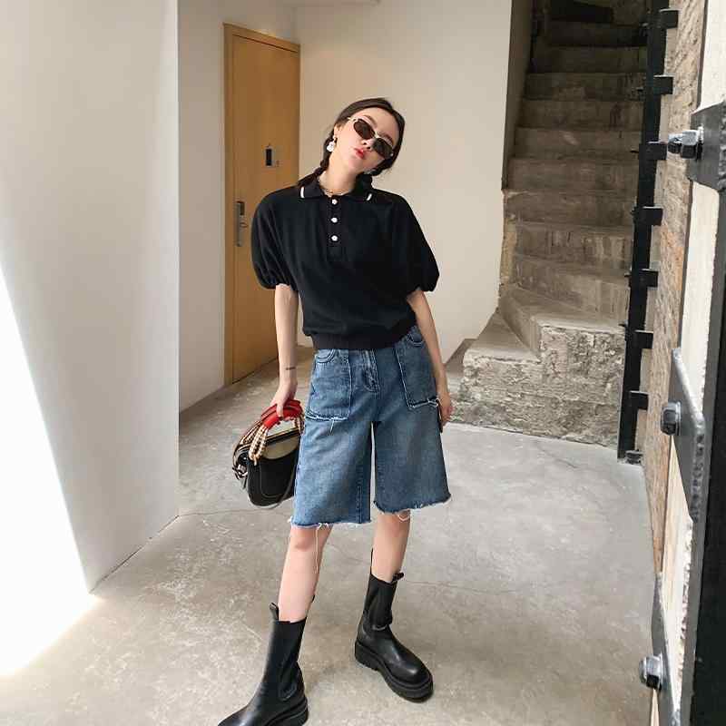 ジーンズ レディース デニム ストレート ジーパン 薄手 春夏 ハイウエスト ゆったり 美脚 五分丈 普段使い 通勤 カジュアル デニムブルー 綿