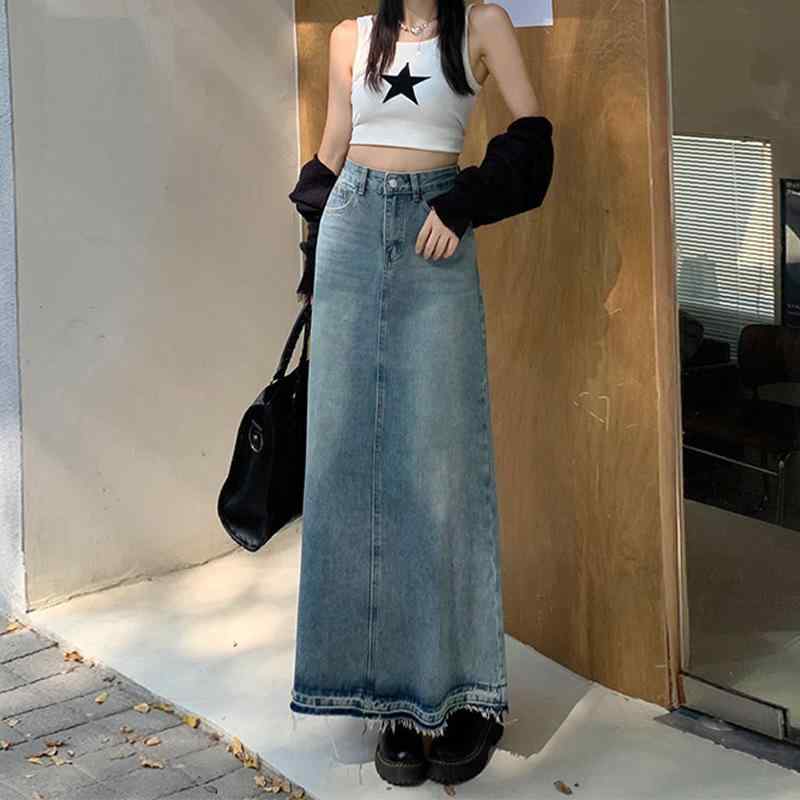 スカート レディース デニムスカート Aライン ロングスカート ウォッシュ加工 ポケット付き 婦人服 春夏 カジュアル 日韓スタイル 普段使い